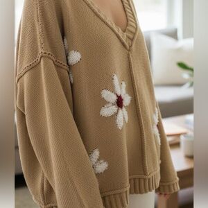 POL floral V neck wide sleeve sweater size Latge